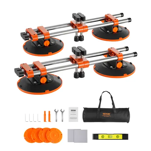 【Summerfinds】VEVOR 2-Pack Seamless Seam Setter, Tile & Construction Tools with 6-in Vacuum Suction Cups, 530 lbs Vertical Suction, Anti-Static Dust Cloth & Tool Bag for Countertop Installation of Stone Marble Slabs