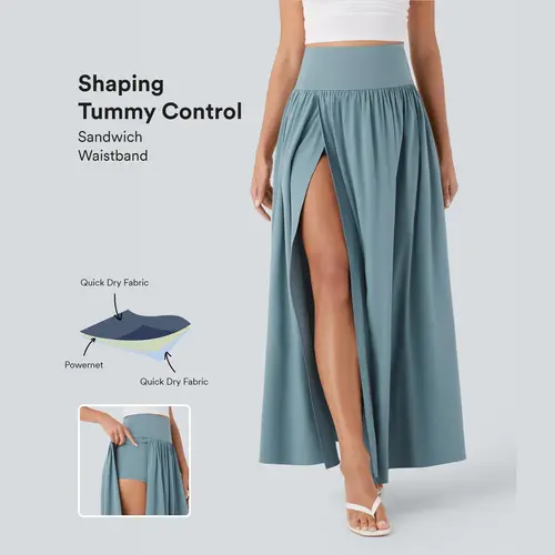 Breezeful High Waisted Tummy Control 2-in-1 Flowy Quick Dry Maxi Skirt #BackToSchool