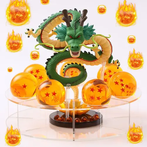 DBZ Anime Mini Figure Set - 3.6cm Crystal Ball Base, Dragon Sculpture, Collectibles, DBZ Dragon Art, Gift Box, Desktop Decor Figures, Festive Halloween-Christmas Gift, Home Supplies
