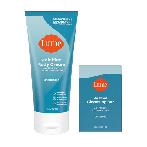 Skin Brightening Duo: Acidified Body Cream and Acidified Body Wash or Cleansing Bar - Lume Deodorant