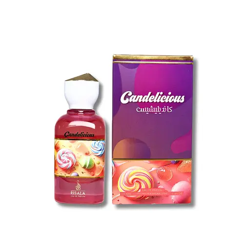 Risala Candelicious Unisex Liquid Eau De Parfum - 3.4 fl oz Fruity Gourmand Vanilla Perfume for Adults with Marshmallow, Raspberry, Lemon Cream Aroma Notes, Vanilla Scents, Candy Sweetness, Fruity Tropical Unisex Fragrance, Gourmand Strawberry Unisex Frag