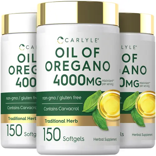Carlyle 3 Pack of Oregano Oil 4000mg - 150 Softgels - Non-GMO & Gluten Free Formula