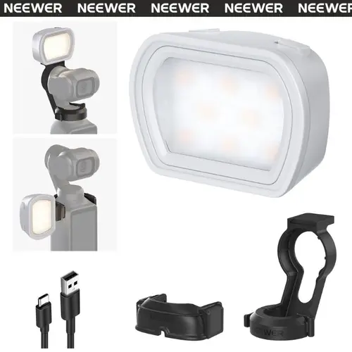 NEEWER M21 Magnetic Adjustable Miniature Photographic Fill Light Mount, Compatible with DJI OSMO Pocket 3 Gimbal Camera, USB-C Rechargeable Charging Equipment for Content Creator Vlogging Kit Recording