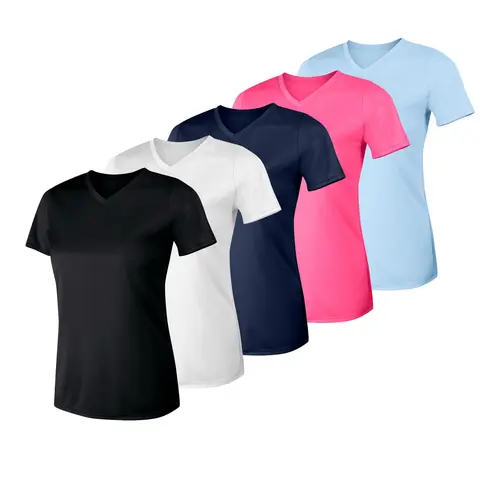 Hanes Sport Cool Dri Women's Performance V-neck T-shirt 5-pack Multi Pack Comfortable Fit Soft Stretch Fabric Breathable O483v5