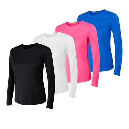 Hanes Sport Cool Dri Women's Performance Long Sleeve T-shirt 4-pack Multi Pack Comfortable Fit Soft Stretch Fabric Breathable O93084