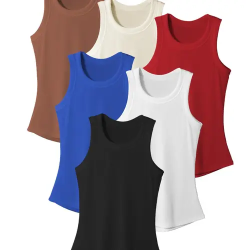 Women's Solid Color Sports Tank Top, Breathable Comfortable Sleeveless Top for Gym Workout Running, Ladies Sportswear for All Seasons, Sport Vests