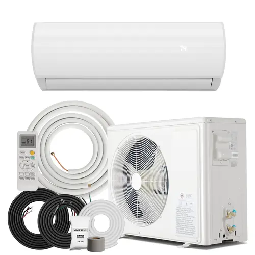 MANASTIN 12000BTU Inverter Split Type Aircon, 19 SEER2 230V Energy Saver Heating Cooling Solution, 230V AC-Heater with Heat Pump, Cools Up to 750 Sq. Ft Rooms, Complete Installation Kit, White Home Comfort System, Cooling Solutions