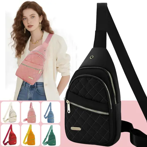 Women's Solid Color Quilted Waterproof Belt Bag - Adjustable Strap, Large Capacity, Matching Multiple Pockets, Versatile Casual Daily Use, Ideal Gifts for Women