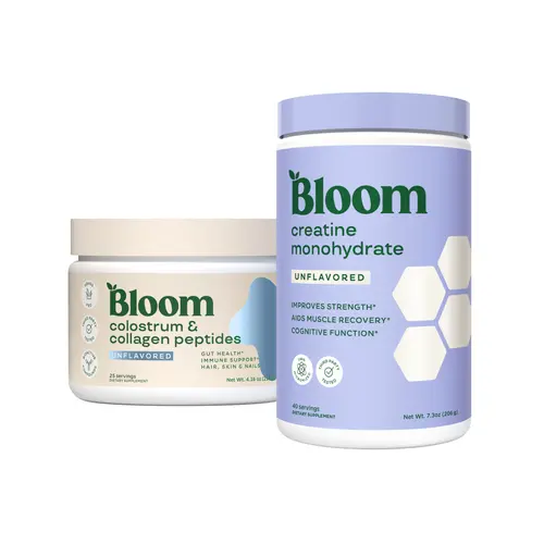 Bloom Nutrition Creatine Monohydrate Powder (40 Servings) + Colostrum & Collagen Powder Bundle (25 Servings)