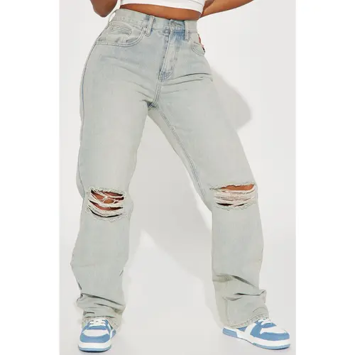 Far Away Tinted Non Stretch Straight Leg Jeans - Light Wash