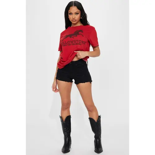 Just My Type Ripped Stretch Denim Shorts - Black