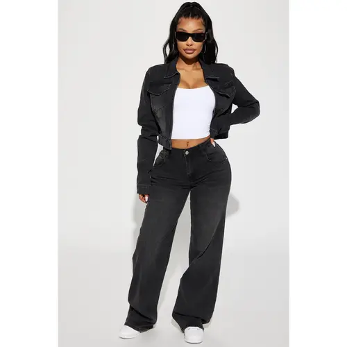 Vita Low Waist Stretch Baggy Jeans - Black Wash