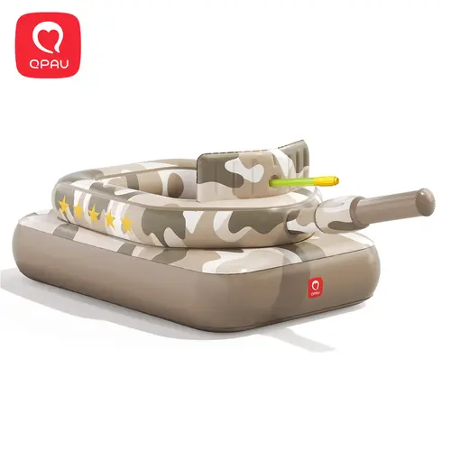 QPAU Inflatable Tank Pool Float for Adults & Kids – Ride-On Camouflage Floaty with Water Cannon, Swim Raft Toy for Boys Girls Ages 6+, Lake Beach Backyard Party Floaties homeessentials, back to school