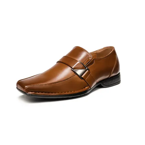 BRUNO MARC Men's Leather Loafers - Casual Business Shoes, Round & Square Toe Slip-Ons, 1" Heel, Classic Academic Style Summer Footwear, Premium Leather Lining, Latex Cushioned Footbed, Flexible Sole, Leatherloafers