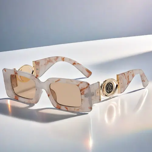 Unisex UV-Protection PC Stylish Sunglasses - Cool Hip-Hop Square Full-Rim Metal Frames with Personality Prints, Contemporary Geometric Aesthetic Trendy Shades for Daily Wear