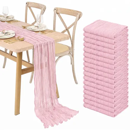 SHOWGEOUS 1/6/10/12/16/20 Pack 20x120 Inch 10FT Cheesecloth Table Runners, Sheer Polyester Boho Gauze Table Runner for Wedding, Halloween, Thanksgiving, Arch, Sash & Rustic Event Decor