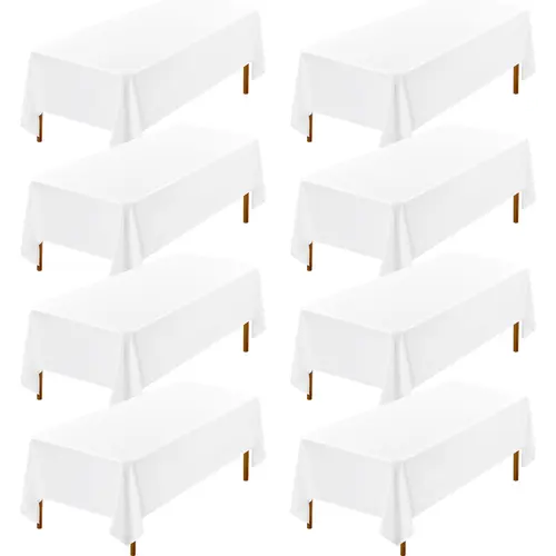 8 Pack White Rectangle Tablecloths 60x102 Inch for Wedding Reception Graduation Party Baby Shower Bridal Shower Table Decor Wedding Table Setup Summer Table Setup Banquet Event Outdoor Garden Party Mother’s Day Brunch Party Table Cover #SummerVibes father