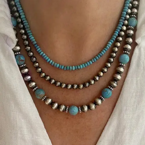 Vintage Turquoise Decorated Necklace Set, Boho Style Multi-layer Necklace for Women & Girls, Fashion Jewelry for Party, Daily Decor, Trendy All-match & Exquisite Jewelry for Birthday Gift, Necklets