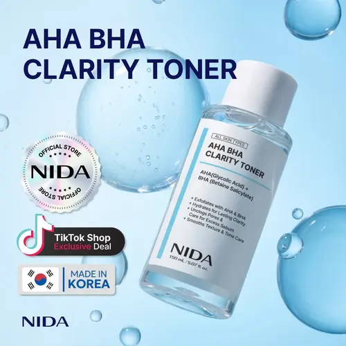 NIDA AHA BHA Clarity Toner Daily Exfoliant Skincare Soothing