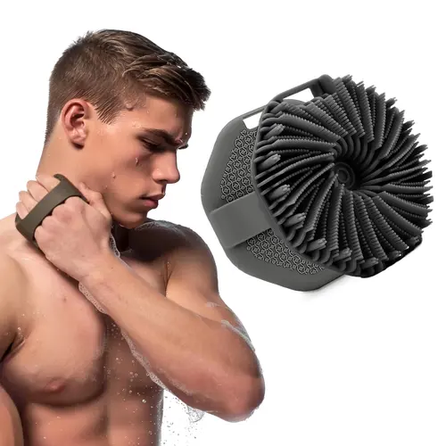 Body Scrubber, Antimicrobial Silicone, Exfoliating for Sensitive Skin,Bath & Shower Body Brush, Shower Accessories，Soft Silicone Body Scrubber Shower Brush