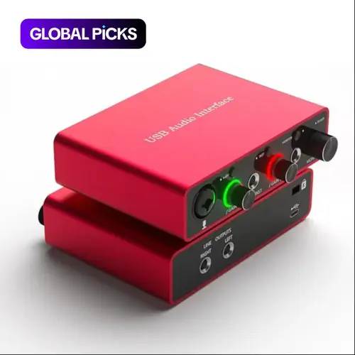 USB Audio Interface, 48V Phantom-Power 24Bit/192kHz, Noiseless XLR for Recording, Podcasting, Streaming & Live Sound Card, Digital Sound Card #GLOBAL PICKS