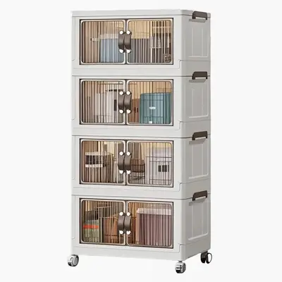 50cm Capacity Foldable and Portable Storage Box, Multifunctional Tall Tower Storage Cabinet, Multi-Tiered Storage Cabinet for Home Organizer