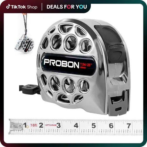 25FT Heavy-Duty Retractable Tape Measure with Handle, Dual-Sided Rust-Proof Scale, Auto-Lock, Stainless Steel Waterproof Ruler for Home, Industrial Use
