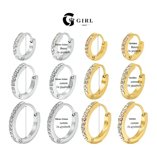 GGIRL 18K Gold Plated Stainless Steel Hypoallergenic Colorfast Environmentally Friendly Hoop Earrings Set with Cubic Zirconia Cartilage Snug Pierced Ears Comfortable Wear Versatile Fashion Jewelry Gift for Holiday Haul Christmas Birthdays Anniversaries