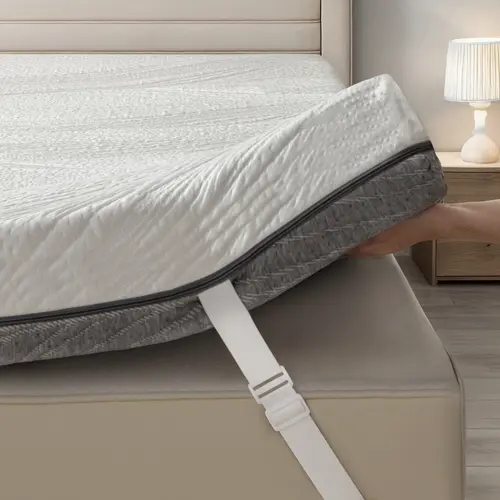 Raybee 3/4 Inch Memory Foam Mattress Topper, King Queen Full Twin XL Mattress Topper with Cooling Gel and Machine Washable Tencel Cover Soft & Pressure Relief & Breathable, Non-Slip, Mattresses Protector Pad White