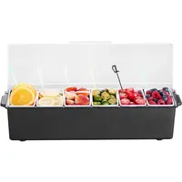 【DealsForYouDays】【Mother's Day】VEVOR Chilled Condiment Server, 6 Compartment Ice Cooled Condiment Serving Container, Chilled Garnish Tray Bar Caddy with Lid, for Bartending & Serving Taco, Salad, Fruit, Home & Restaurant Supplies