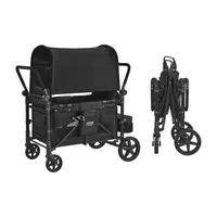 【Summerfinds】Wagon Stroller for 4 Kids Push Pull Quad Collapsible Stroller 330LBS Loading