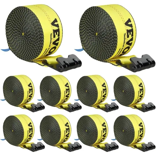 【Fallpicks】VEVOR 10-Pack Polyester Winch Straps - 4" x 30' Synthetic Winch Rope, 10-Pack Value, 6000 lbs Load Capacity, 18000 lbs Break Strength, Rain-Sun Resistant, Durable Truck Flatbed Tie Downs with Flat Hook for Outdoor Utility Use,techvibes