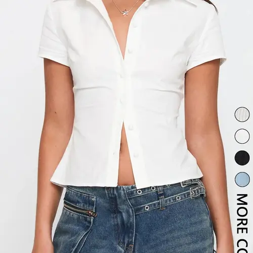 Women's Button Collared Shirt Blouse, Casual Slim-fitting Short Sleeve Top for Summer, Ladies Clothes for Daily Wear, Womenswear, Button Down Shirt, Button Up Blouse