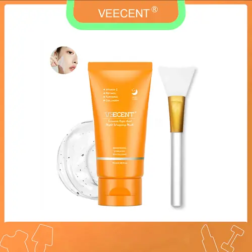 [Veecent Official]  Kojic Acid Turmeric Night Wrapping Mask | Overnight Wrapping Mask, Turmeric, Retinol，Vitamin C Skincare Applicator