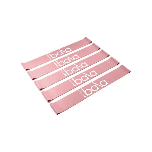 Bala Booty Bands - 5-Piece Elastic Latex Loops, Travel Size Gym Accessories for Pilates Lovers, Versatile Workout Accessory with Carrying Case