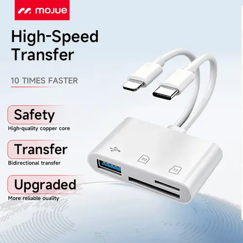 5-in-1 SD Card Reader for iPhone,iPad,Android – Dual USB-C & Lightning Adapter, Supports SD/MicroSD/USB 3.0, Fast Transfer, Plug & Play, No App Needed Usb C Interface High Speed Usb