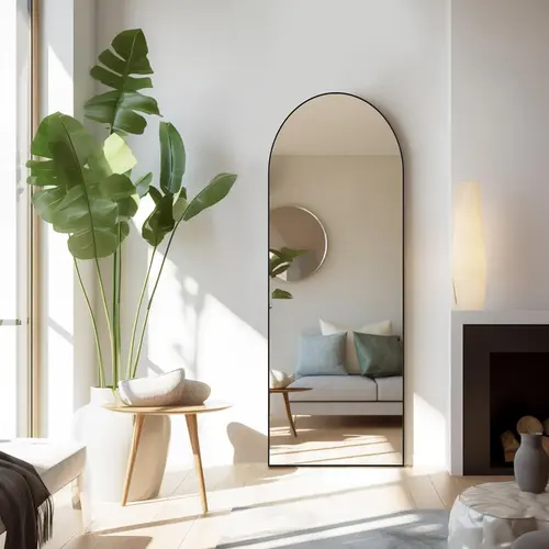 Full Length Mirror, Freestanding Floor Mirror with Stand, Slim Aluminum Frame Wall Mounted or Leaning Mirror for Bedroom, Living Room, Dressing Room, College Dorm Room Decor