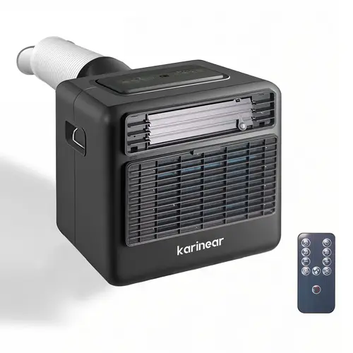 Karinear Portable Air Conditioner - 3300-5000 BTU ASHRAE, 110V, 15x17x13 Inches, 150 Sq. Ft. Coverage, Energy Efficient AC, Remote Control, Car Bluetooth Audio, Fast Cooling, 3 Light Modes for Tents, Home Use, Portable Aircon