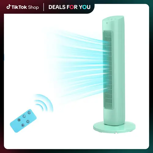 Tower Fan 85°Oscillating Quiet Cooling 15H Timer Remote Control Powerful Standing 3 Wind Speed 2 Wind Modes LED Display Bladeless Portable LED Display,Bedroom Office, Green, Adjustable Fans, Multifunctional Cooling Fan
