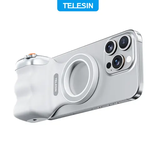 TELESIN Classic Coin Battery Power Magnetic Phone Grip with Detachable Wireless Shutter - DSLR-Style Handle, Camera Stabilizer, Photography Accessories for iPhone 17-12, Samsung, Android, Ideal for Travel, Hiking, Vlogs
