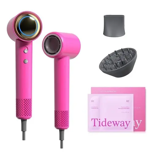 Tideway H11 Aura Plasma 110k RPM High-Speed Hair Dryer (w/ Diffuser) + 5D Hyaluronic Acid Steam Hair Mask (3 PCS) Bargain Combo Set, Hot/Cold Settings for Damage Care