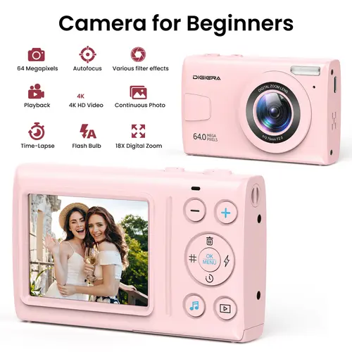 DIGIERA 80MP 5K Compact Digital Camera with 180° Selfie Flip Screen, WiFi Instant Transfer, 18X Digital Zoom, Lightweight Travel Camera for Teens Students,tiktokshopbacktoschool