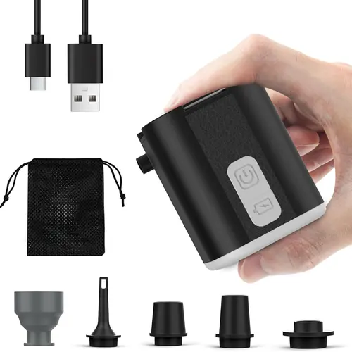 Portable Mini Air Pump for Air Mattress & Pool Floats, Fast Inflate & Deflate Camping Pump with 450LM-LED Light, 3.7V-1600 mAh, Rechargeable Travel Pump, summe, park, BBQ, beach, TYPE-C Charging