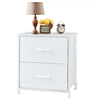 【New Color】Nightstand with 2 Fabric Drawers, Dresser, End Table, Bedside Table, for Bedroom, Living Room, Entryway