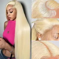613 Blonde Lace Frontal Wig 13x6 HD Transparent Human Hair Wig For Women Can Be Dyed Pre Plucked With Natural Hairline Colored Wig  180%