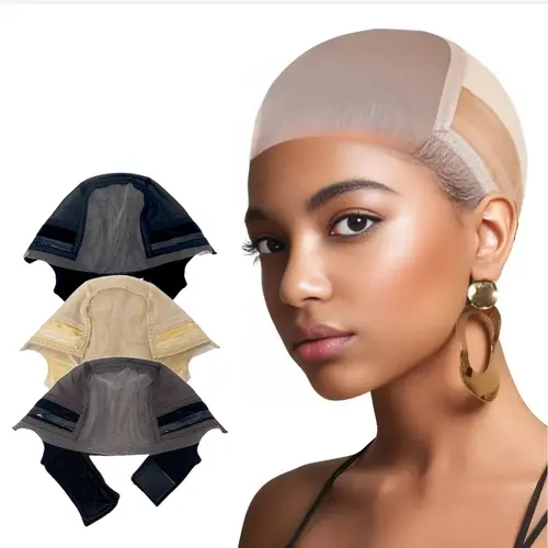 Wig Cap with Grip Band for Keeping Wigs in Place, 1 Count Adjustable Style Dome Mesh Cap with Showing Off Ears, Non Slip Cap Let Wig Be Glueless, Mother's Day Gift,home essentials