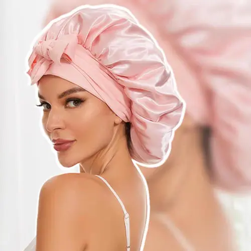 Full Shine Reusable Shower Cap for Women, Large Waterproof Shower Bonnet Washable Elastic Band Bath Hair Hat for Long Hair summerwins