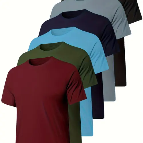 Men's 6-Pack Performance Sports T-Shirts, Short Sleeves, Quick Dry, Lightweight Moisture-Wicking, for Gym Runs Errands (Pack of 6)