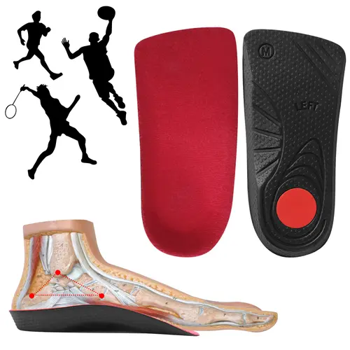 3/4 Length Arch Support Inserts Men Women Insoles, Orthotics Shoe for Plantar Fasciitis, Flat Feet, Relief Heel Spur Pain, Heel Cushion Increase Insoles