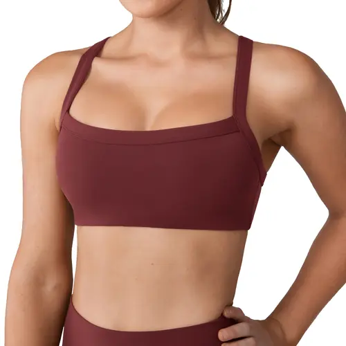 UNISSU Women's Hugcurve Square Neck Running Workout Bra - Upgraded Buttery Soft Fitted Basic Top with Medium Support, Adjustable Straps, Innovative Edge Wrapping (Size M) for Workout, Going Out, Running Workout Bras, Upgraded Fabric